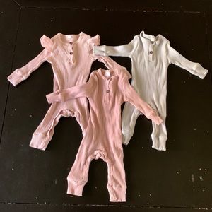 Set of baby onesies. Pink & gray.